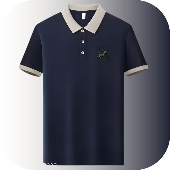 Men's Contrast Collar Polo T-Shirt | Dual-Tone Collar & Cuff | Piqué Cotton Slim Fit Half Sleeve Golf Tee