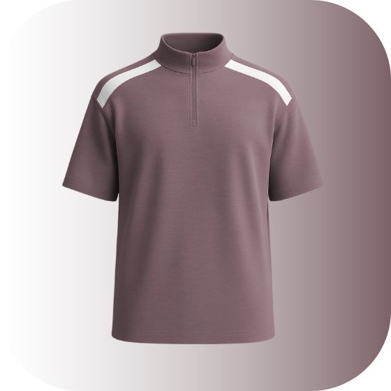 Unisex Sporty Short Sleeve Zip-Up Polo Tee | High Neck Mock Collar Design