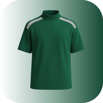 Unisex Sporty Short Sleeve Zip-Up Polo Tee | High Neck Mock Collar Design