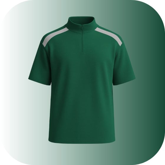 Unisex Sporty Short Sleeve Zip-Up Polo Tee | High Neck Mock Collar Design