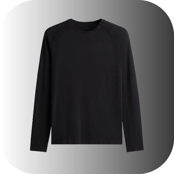 Unisex Performance Raglan Long Sleeve Tee | Ultimate Black Base Layer | Moisture Control
