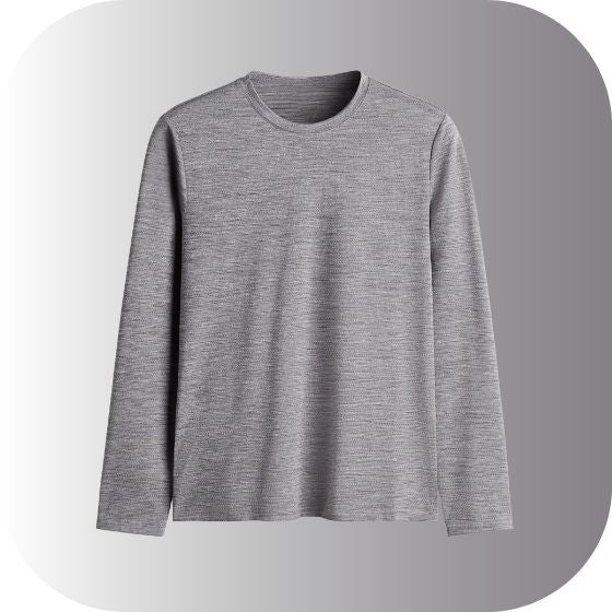 Unisex Heathered Long Sleeve T-Shirt | Crewneck Marl Knit | Lightweight Layering | [Color: Light Grey]