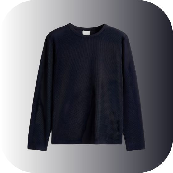 Unisex Classic Essential Long Sleeve Crewneck T-Shirt | Soft Cotton Knit | [Color: Navy Blue/Black]