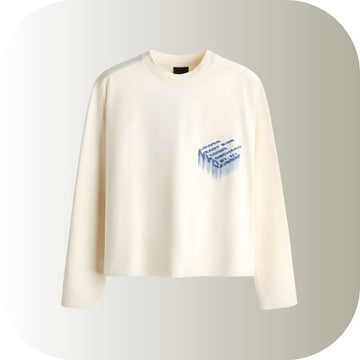 Lower East Side NYC Long-Sleeve T-Shirt | Off-White Blue Text Graphic Tee | Minimalist Urban Streetwear | Unisex Premium Cotton