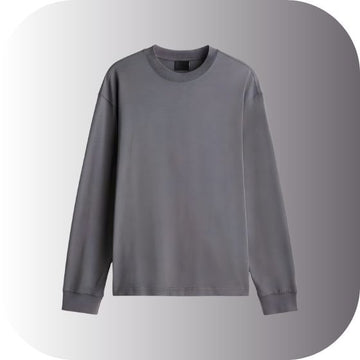 Unisex Charcoal Gray Long-Sleeve Crew Neck T-Shirt | Washed Grey Basic Top | Relaxed Fit Layering Wear | Muted Tone Apparel