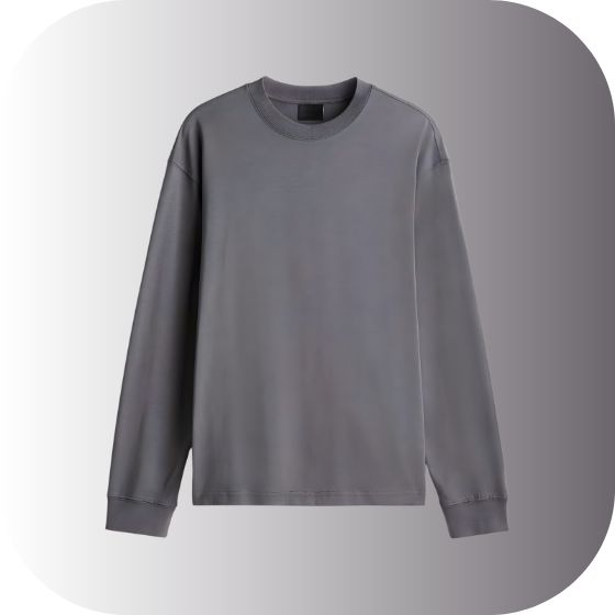 Unisex Charcoal Gray Long-Sleeve Crew Neck T-Shirt | Washed Grey Basic Top | Relaxed Fit Layering Wear | Muted Tone Apparel