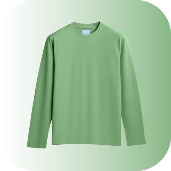 Unisex Long-Sleeve Crew Neck T-Shirt | Premium Cotton Blend | Solid Light Green Tee | Pistachio Layering Basic