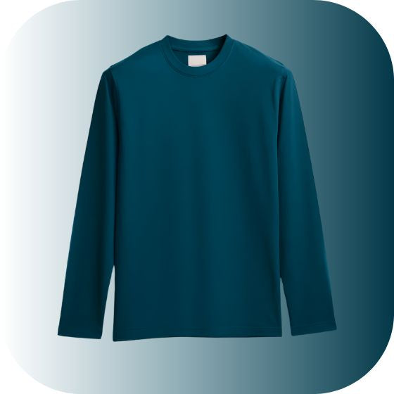 Deep Teal Long-Sleeve Crew Neck Tee | Unisex Premium Layering Shirt | Dark Turquoise Basic Apparel | Soft Knit T-Shirt