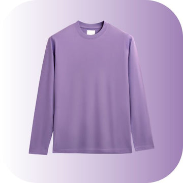 Unisex Lilac Long-Sleeve Crew Neck T-Shirt | Pastel Purple Basic Tee | Premium Cotton Casual Wear | Trending Muted Tone Apparel