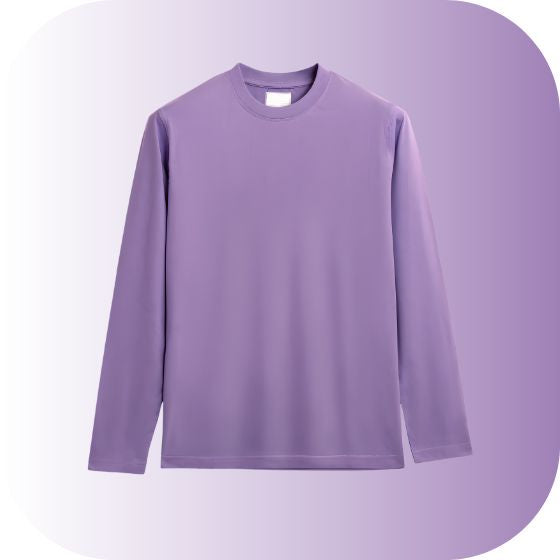 Unisex Lilac Long-Sleeve Crew Neck T-Shirt | Pastel Purple Basic Tee | Premium Cotton Casual Wear | Trending Muted Tone Apparel