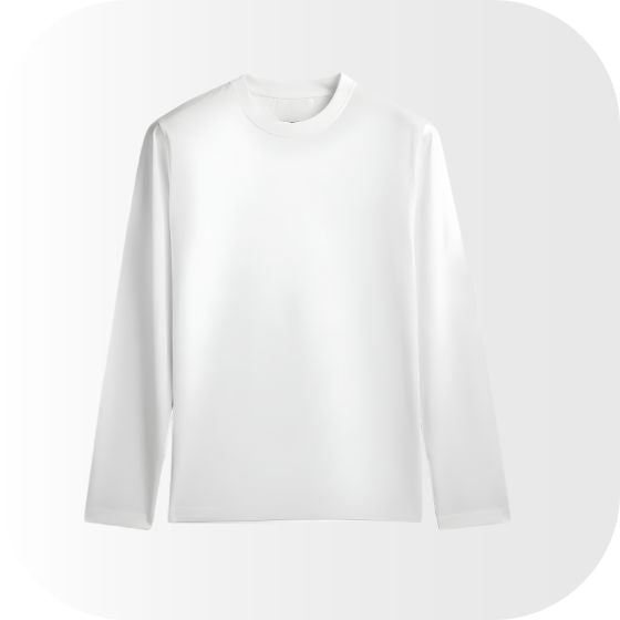Unisex White Long-Sleeve Crew Neck T-Shirt | Classic Cotton Basic Tee | Essential Layering Top | Blank Apparel for Customization
