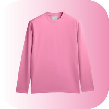 Unisex Light Pink Long-Sleeve Crew Neck T-Shirt | Pastel Rose Basic Tee | Premium Cotton Casual Wear | Soft Tone Apparel