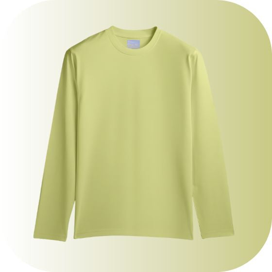 Unisex Long-Sleeve Crew Neck T-Shirt | Premium Cotton Blend | Solid Light Lime Green Tee | Versatile Layering Basic