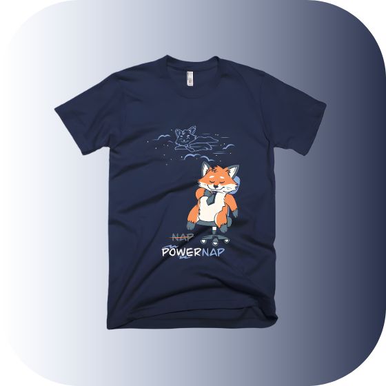 Power Nap Fox T-Shirt | Navy Blue Graphic Tee