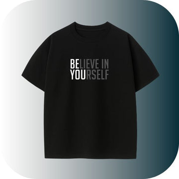 Motivational Power Tee! Get the Black Oversized "BELIEVE IN YOURSELF" Statement T-Shirt