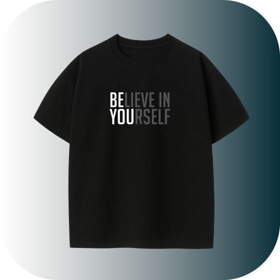 Motivational Power Tee! Get the Black Oversized "BELIEVE IN YOURSELF" Statement T-Shirt