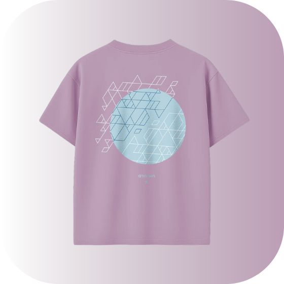 Abstract Geo-Cool! Get the Lavender Oversized Geometric Globe Technical Graphic T-Shirt