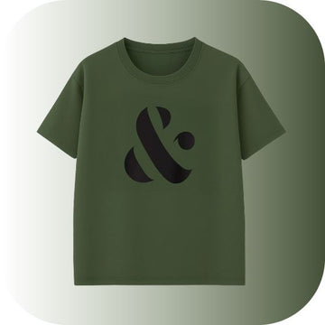 Understated Cool! Get the Olive Green Oversized Minimalist Ampersand (&) Graphic T-Shirt