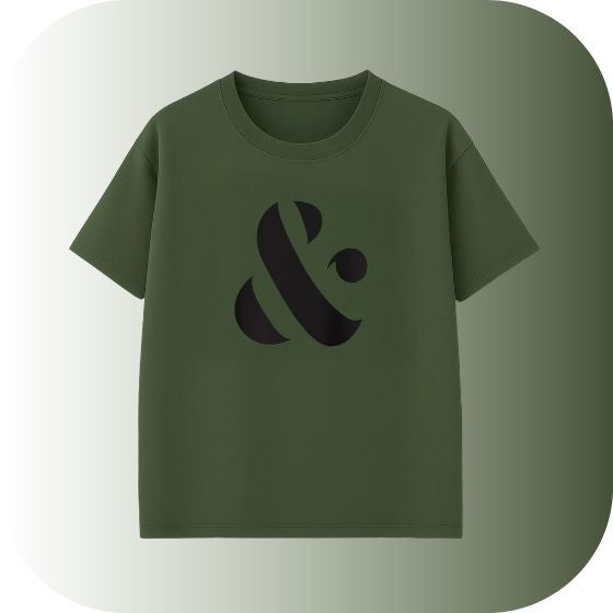 Understated Cool! Get the Olive Green Oversized Minimalist Ampersand (&) Graphic T-Shirt