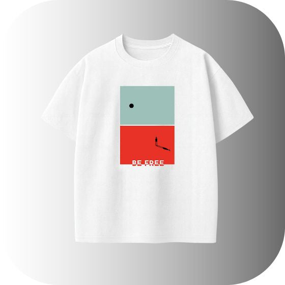Artistic Freedom Tee! Get the White Oversized "BE FREE" Minimalist Conceptual Graphic T-Shirt