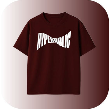 Bold Statement Tee! Get the Maroon Oversized "HYPERBOLIC" Warped Graphic T-Shirt