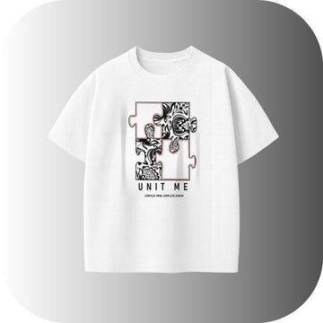 Artistic & Thoughtful Tee! Get the White Oversized "UNIT ME" Complex Mind Puzzle T-Shirt