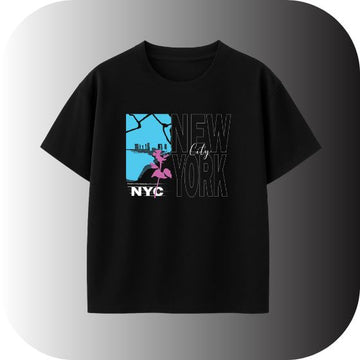 Oversized Retro Neon NEW YORK City T-Shirt | Black Vaporwave Aesthetic Streetwear Tee | NYC Skyline Graphic