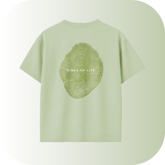 Minimalist "Rings of Life" Tree Ring Graphic T-shirt | Sage Green Nature Aesthetic Cotton Tee