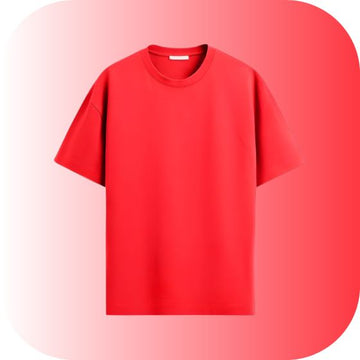 VEERAKU Men Half Sleeve Round Neck Cottonblend Oversized Tshirts (Colour: Red)