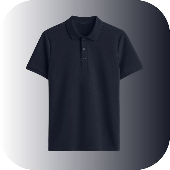 Everyday Performance Piqué Knit Polo Shirt | Navy Blue Smart Casual Basic | Plain Cotton Polo Tee